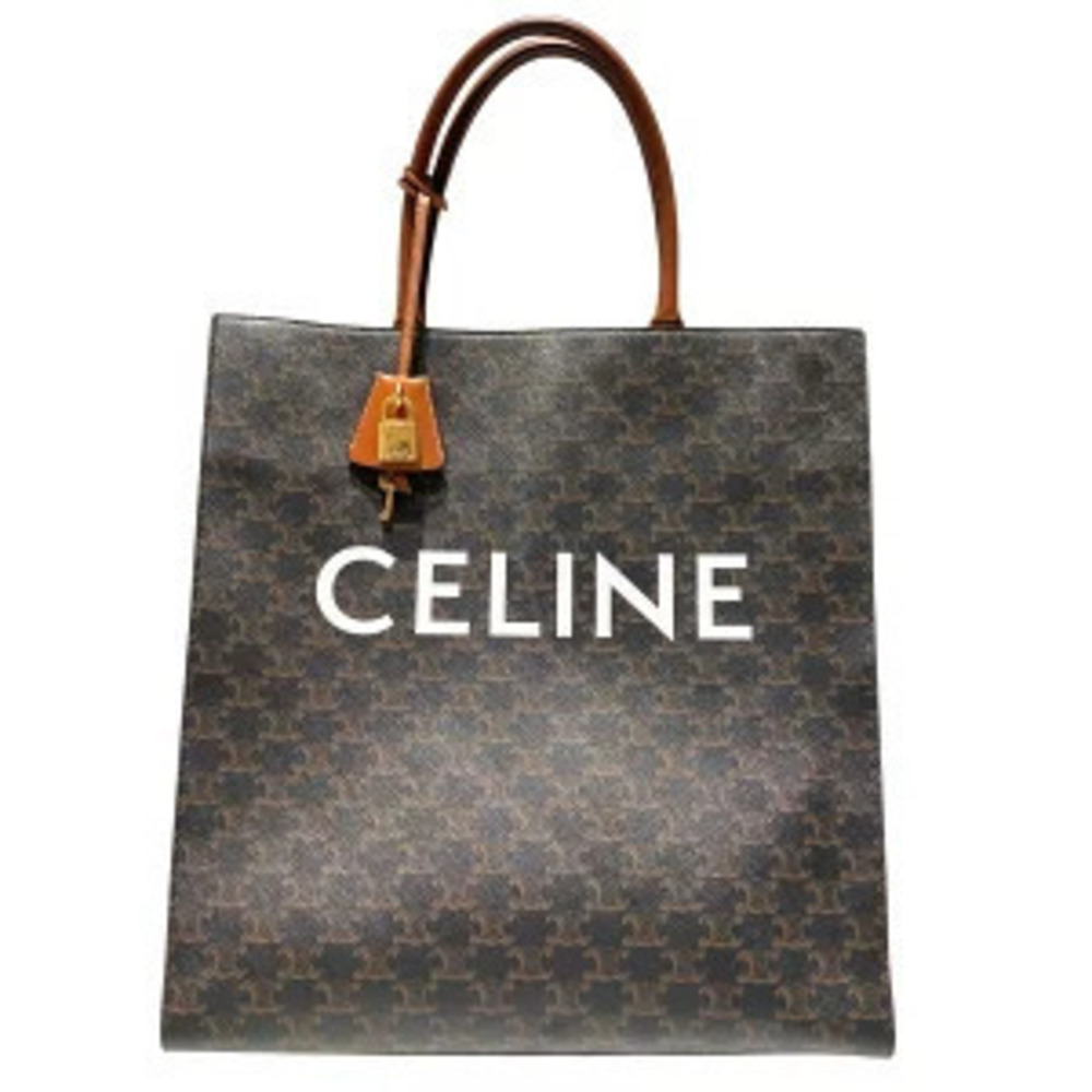 Celine Triomphe Vertical Cabas Tote coated Triomphe canvas Brown